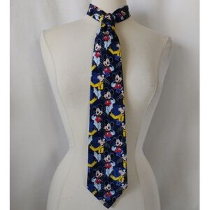 Men's Disney Mickey Unlimited Mickey Mouse & Goofy Navy Blue Checkered Neck Tie